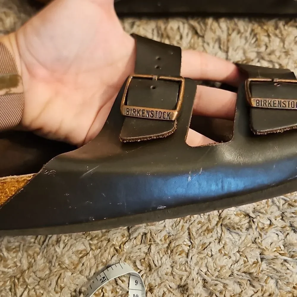 Birkenstock Arizona Brown Leather Sandals Size 46 | Classic Two-Strap Slides